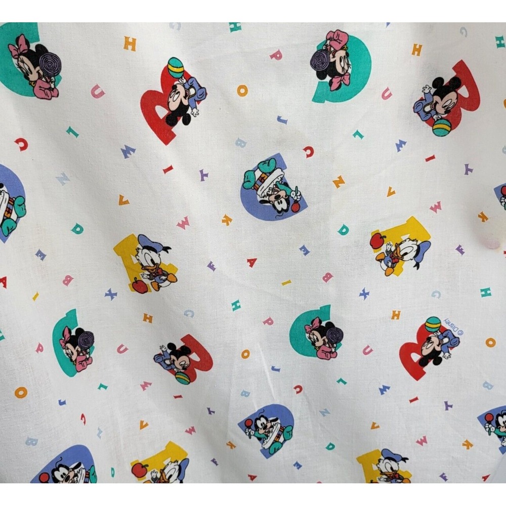 Vintage NWOT Disney Babies Mickey Fitted Crib Sheet White Bright Color Character